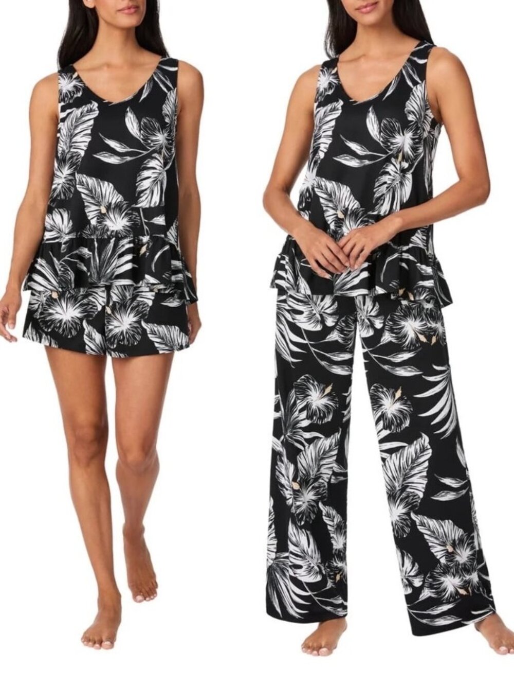 Tommy Bahama Women's 3-piece Pajama Set, Black (Bold Tropical)